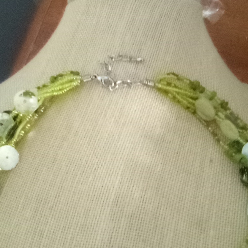 Multiple Strand Bead Medallion Statement Necklace - image 7